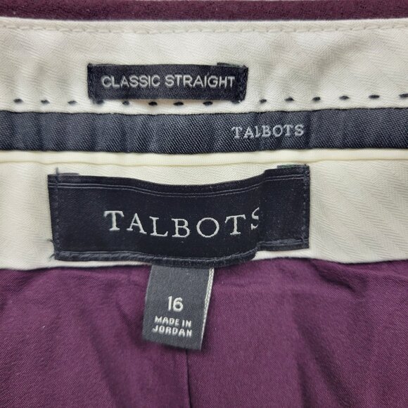 Talbots Womens Pants Size 16 Wine Red Classic Straight Italian Flannel Wool - Picture 7 of 13